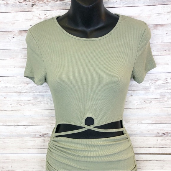 PRINCESS POLLY The Raven Mini Dress Sage Green - Picture 3 of 12